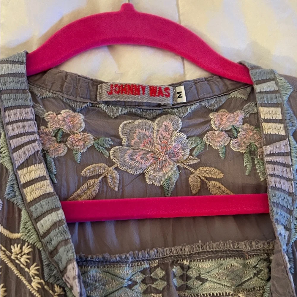 Johnny Was White and Gray Embroidered Boho Blouse (Pair) - Picture 7 of 10